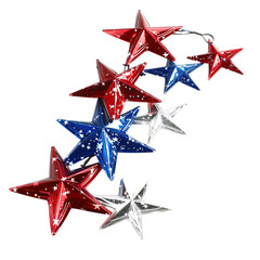 Patriotic star string lights isolated on transparent background