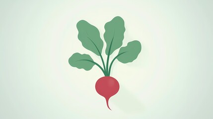 Stylized radish icon on a soft mint background, minimal flat design