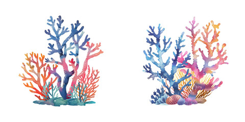 abstract color silhouette of coral reef watercolor vector illustration © Dar