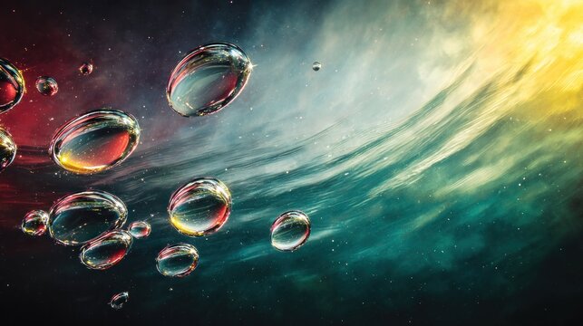 Abstract image of colorful bubbles in a liquid
