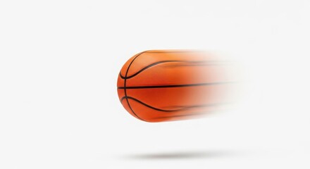 Fototapeta premium Fast moving orange basketball in motion against white background