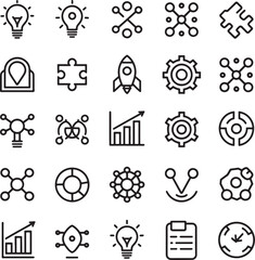 Startup Innovation Line Icons Vector
