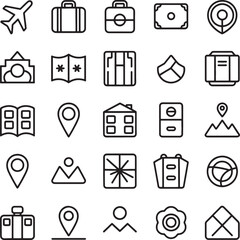 Travel Tourism Line Icons Clean