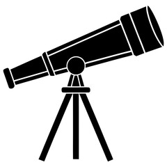 Astronomical telescope on tripod black silhouette