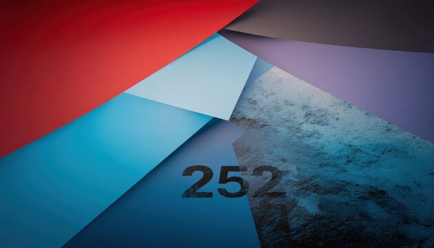 Abstract geometric shapes with layered colors and a number