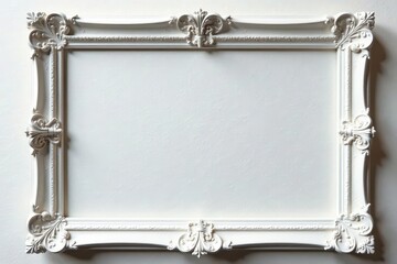 Ornate white rectangle frame, textured surface , border, pattern, art