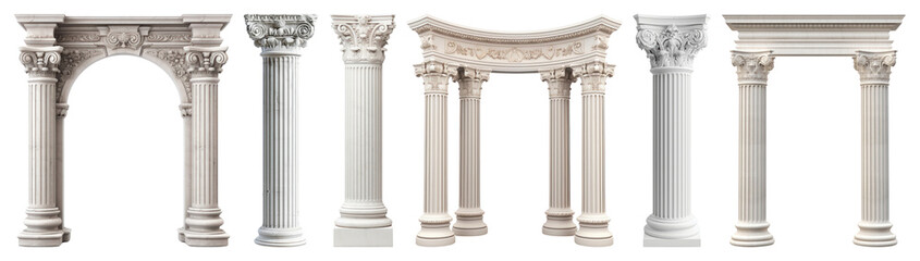Obraz premium PNG Elegant classical architectural columns, element set on transparent background