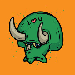 Triceratop head cartoon vector illustration © Dinooncam