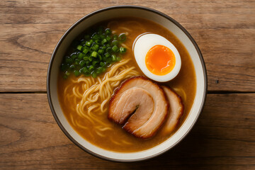 Authentic Ramen Noodle Soup with Toppings and Steam