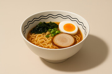 Authentic Ramen Noodle Soup with Toppings and Steam