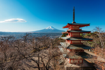 Fototapeta premium Chureito Pagoda and Mount Fuji Panorama