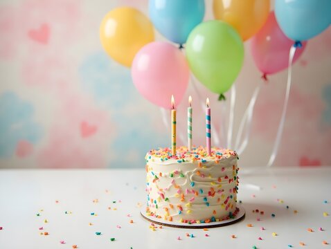 Birthday cake with balloons