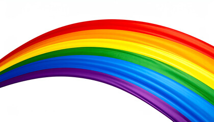 A vibrant rainbow arching across a white background, showcasing a spectrum of colors from red to purple