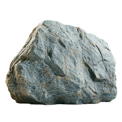 Fototapeta premium Isolated grey boulder showcases a rugged texture against white backdrop