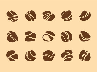 Minimalist Coffee Bean Illustration Set in Various Styles for Beverage Industry