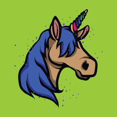 Cool unicorn head cartoon vector illustration