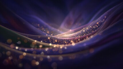 Abstract flowing fabric with golden sparkles