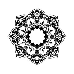 Stylized floral drawing, traditional Ottoman Turkish art, Iznik style decorative design element. Tazhib Eslimi Art Iranian Text Box Floral Vector. Turkish Ottoman style ornamental.
