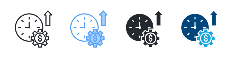 Productivity Icon Set Multiple Style. Design In Outline, Blue, Glyph, Dualtone