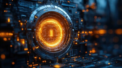 A quantum-encrypted password lock glowing with cyber energy