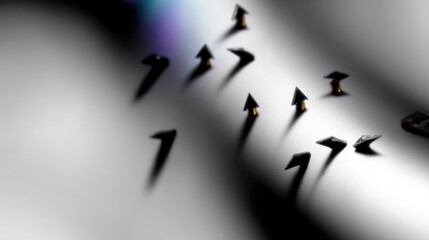 Abstract graphic of multiple dark arrows on a light background
