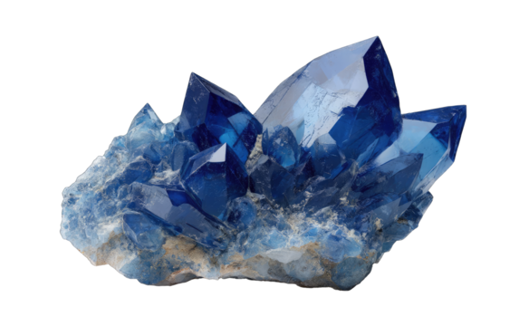 Deep blue crystal cluster, sharp facets