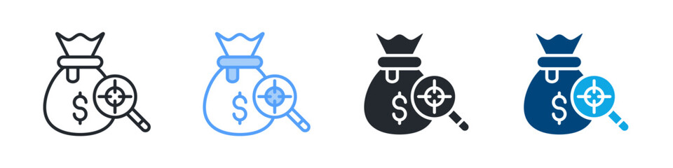 Obraz premium Financial Target Icon Set Multiple Style. Design In Outline, Blue, Glyph, Dualtone