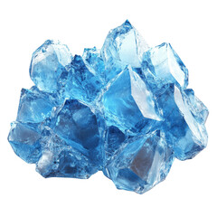 Obraz premium Illuminated Blue Ice Crystal Cluster on a White Backdrop, Science Concept
