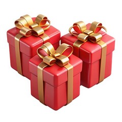 Fototapeta premium Red gift boxes with golden ribbons celebration present holiday
