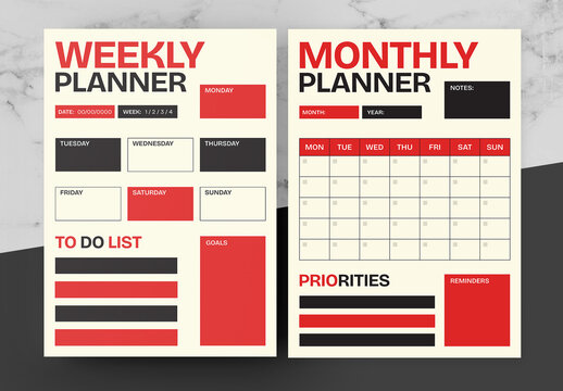Red And Black Planner