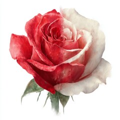 Beautiful red and white rose with delicate petals showcasing natural elegance and artistic flair, perfect for floral designs
