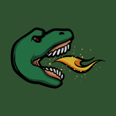 Trex fire cartoon vector illustration