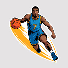 Vector of young man playing basketball