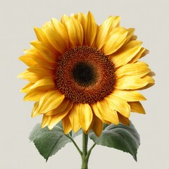 Bright single sunflower bloom with vibrant yellow petals and rich brown center showcasing natural beauty and intricate details