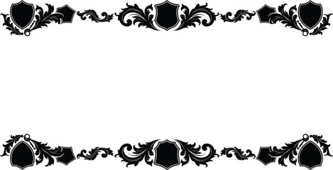 Obraz premium Elegant Black and White Baroque Frame Vector Illustration A Decorative Border Design