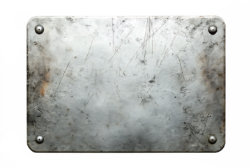 Scratched metal plate isolated on a white background png ai generated