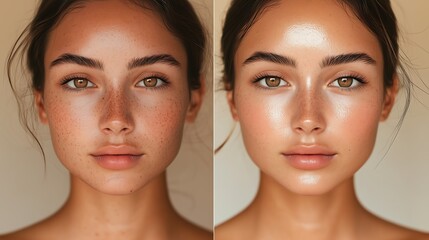 Comparison images showing skin care results, left and right.