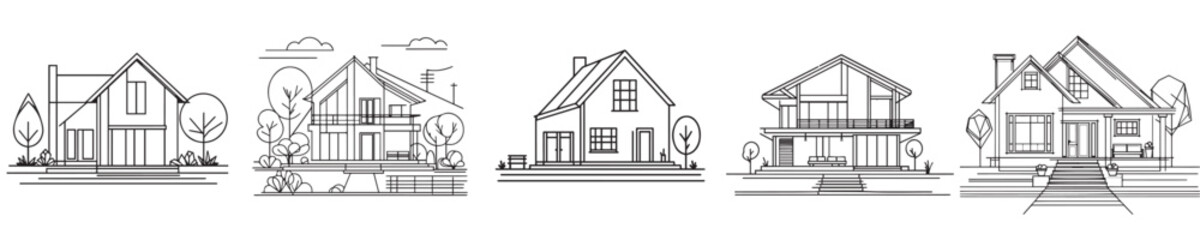 continuous line style house vector