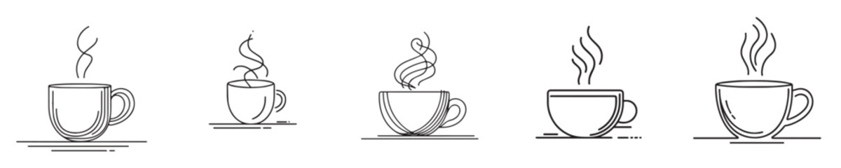 continuous line style cup vector