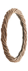 Thick natural rope twisted into an oval wreath shape with coarse texture and rustic appearance ideal for nautical or rustic decoration