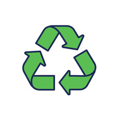 Obraz premium Recycling symbol in green and blue outline representing sustainability 