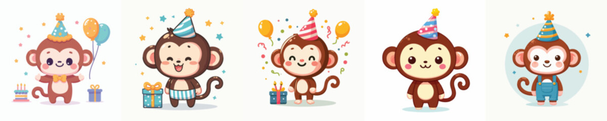 cute monkey vector having birthday © sarah16blakeyxh2