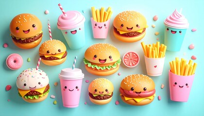 Adorable fast food characters create a cheerful, playful, and imaginative world