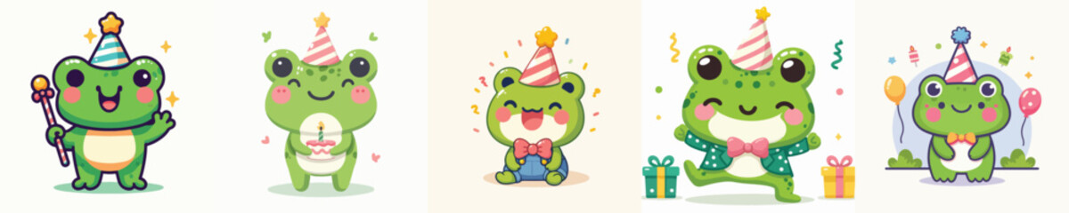 Fototapeta premium frog vector is having a birthday
