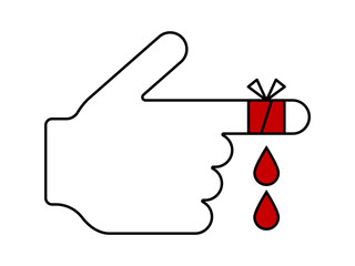 指先の怪我の注意を促すアイコン