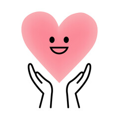 両手の上に笑顔のボカシハート