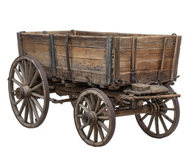 Fototapeta premium Aged wooden wagon, full view