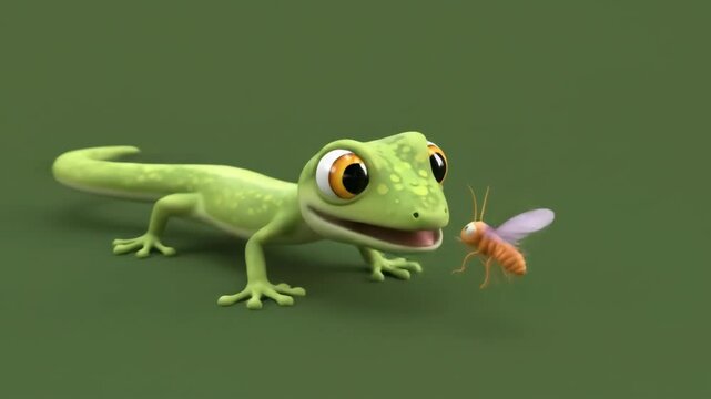 Cartoon Tree Frog Leaping with Green Background
