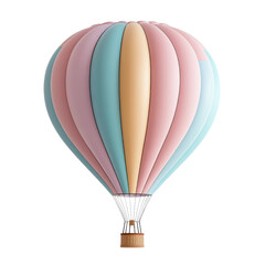 Fototapeta premium Pastel Toned Hot Air Balloon Floating in Air on White Background