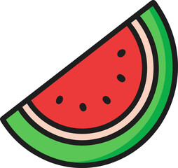 Flat watermelon fresh fruit slice vector png for cute icon and clipart for summer and kids book in fruits list poster